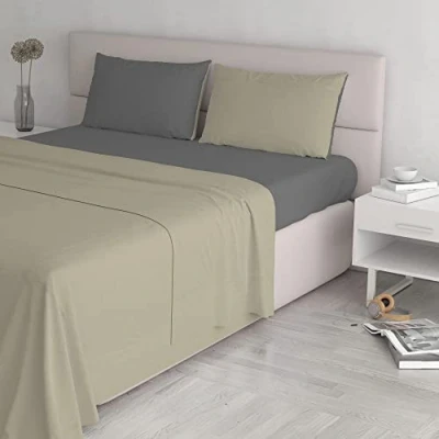 Imagen de Juego de sábanas color natural (hoja plana 180x300, plancha instalada 120x200cm+funda almohada 52x82cm), gasolina verde/botella verde, verde petroleo/verde botella