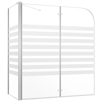 Imagen de vidaXL Mampara de Ducha Templado a Rayas Baño Paneles Plegables Cristal Accesorios Bañera Apertura Central Mate Parcial 120x68x130 cm Vidrio