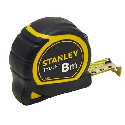 Imagen de STANLEY Flexómetro Tylon de 8 m, Cinta Métrica, Acero Resistente, Revestimiento Duradero (aumenta en 50% durabilidad), Diseño Compacto Ergonómico, 1 30 657