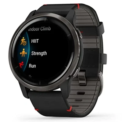 Imagen de Garmin Venu® 2 Bisel de Acero Inoxidable Color Negro con Caja y Correa Cuero Diámetro 1,30″ (33,0 mm)