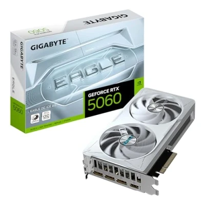 Imagen de Gigabyte GeForce RTX 5060 Eagle OC ICE 8G Tarjeta Gráfica 8GB GDDR7, 128bit, PCI E 5.0, 2550 MHz Frecuencia del núcleo, 3 x DisplayPort, 1 HDMI, GV N5060EAGLEOC 8GD