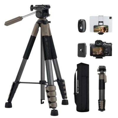 Imagen de K&amp;F Concept Trípode Ligero Portátil 190cm S255A3+BV01 Tripode para Movil de Tubo Perfilado 5 Lados DSLR, Cámara Réflex Digital, Teléfono Móvil, etc., con Clip Móvil