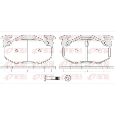 Imagen de REMSA 0144.70 Juego de pastillas freno Eje trasero con lámina adhesiva, tornillos accesorios PEUGEOT: 306 Hatchback, 205 II Hatchback