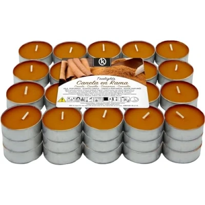 Imagen de KROWN Velas de Té Perfumadas, Decorativas Aromáticas (Canela, 100 Velas)