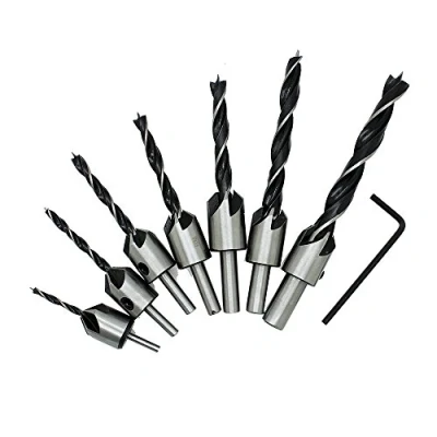 Imagen de Juego de brocas avellanadas 5 flautas HSS para carpintería, herramienta biselado 3 a 10 mm