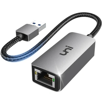 Imagen de uni Adaptador USB a Ethernet, Driver Free 3.0 RJ45 Gigabit Ethernet de Red LAN, Compatible con MacBook, Surface, Laptops Windows, XP, Vista, Mac/Linux
