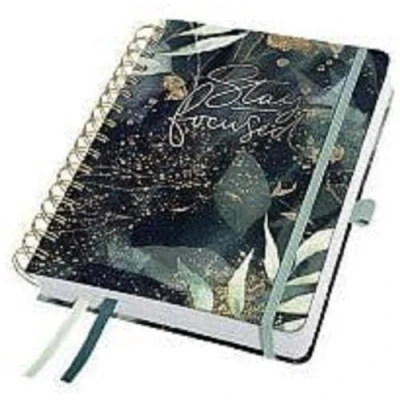Imagen de SIGEL J4603 Jolie Agenda de espira 2024, Glamorous Leaves, 16,8 x 21,5 cm, tapa dura, 240 páginas, negro, verde, gold