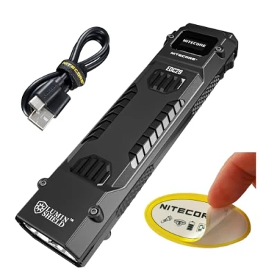Imagen de Nitecore Linterna táctica EDC29 EDC, 6500 lúmenes, recargable por USB C, forma plana, delgada, con foco, modos estroboscópicos, pantalla digital, calcomanía