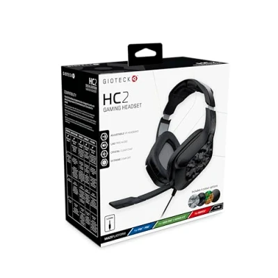 Imagen de Gioteck HC2 Cascos Gaming, Cable Audio Jack 3,5 mm, Control de Sonido, Driver 40 con Microfono para PS4, Xbox One, Nintendo Switch y PC (PS4)