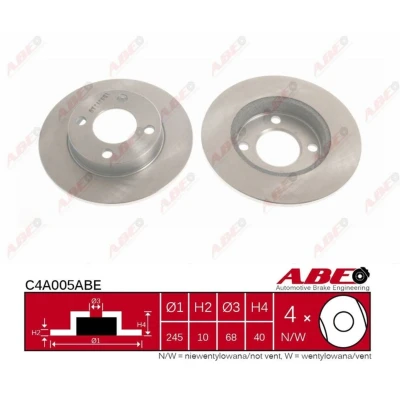 Imagen de ABE C4A005ABE Disco de freno Eje trasero 245 10 4 macizo AUDI: Coupe B3, 80 B4 Berlina, Avant