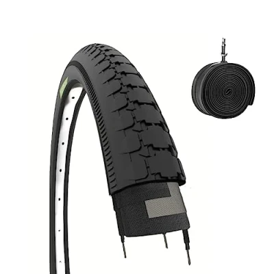 Imagen de 1 cubierta 26 x 2 3/4 (54 571) + cámara de aire neumática negra para carro bicicleta