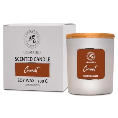 Imagen de Vela Perfumada Coco de Aromaterapia Fragancia Exótica para Hogar SPA Cocina Baño Cristal Regalo Idea Cumpleaños Navidad
