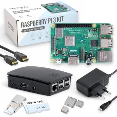 Imagen de Raspberry Pi 3 B+ Starter Kit Fuente de alimentación Carcasa Tarjeta SD 64 GB Cable HDMI 4K 1 RAM