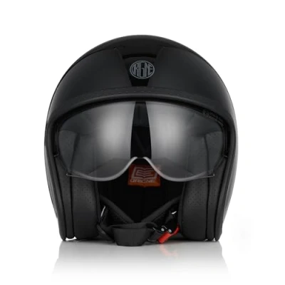 Imagen de ORIGINE Casco Moto Jet Scooter con Doble Visera Homologado ECE 22 06 (Sticky Gloss Black, M)