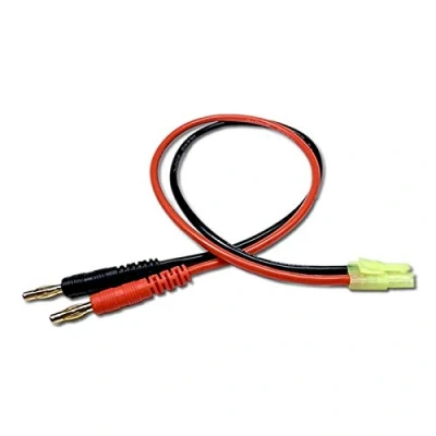 Imagen de VUNIVERSUM Premium Lipo cable de carga para batería (2 conectores banana 4 mm a conector japonés 2 pines, compatible con Mini Tamiya 30 cm, silicona 14 AWG)