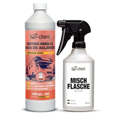 Imagen de Bio Chem Aditivo sanitario para el agua de las cisternas 1L + botella mezcladora Nueva fórmula con microorganismos producto limpieza inodoros secos en campings y caravanas