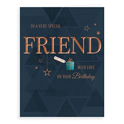 Imagen de Piccadilly Greetings Group Ltd Avant Garde Studios H90040 Tarjeta de cumpleaños para amigos M (20,3 x 15,2 cm), color azul