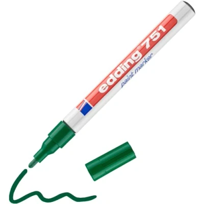 Imagen de edding 751 marcador de tinta opaca verde 1 rotulador punta redonda 2 mm para metal, vidrio, piedras o plástico resistente al calor, permanente, no mancha, impermeable