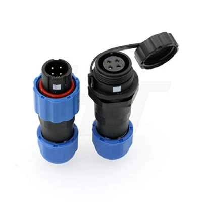 Imagen de HangTon SD13 4 Pin macho hembra enchufe de cable receptáculo circular impermeable IP68 conector plástico para dispositivos eléctricos alimentación al aire libre