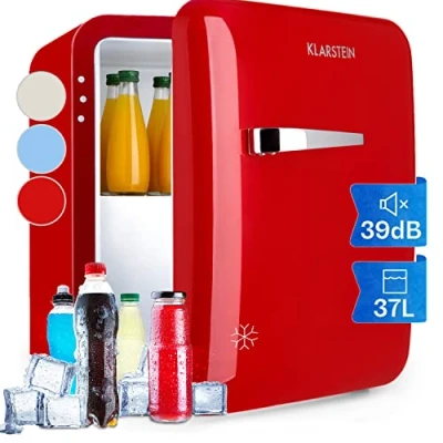 Imagen de Klarstein Nevera Pequeña para Habitación, Mini Comida, Bebidas, Cerveza, Cosméticos, Frigirificos Pequeños, Neveras Pequeñas 32L, Estantes Ajustables Casa y Oficina, Bajo Consumo
