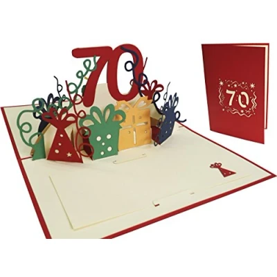 Imagen de LIN Pop Up 3D Tarjeta de felicitación por cumpleaños, Happy Birthday 70 años, (#24)