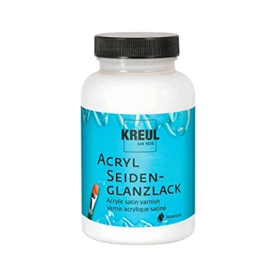 Imagen de KREUL 79414 barniz acrílico brillante a base de agua, 275 ml vidrio, transparente semibrillante, protector y acabado para pintura bien seca, resistencia limitada la intemperie