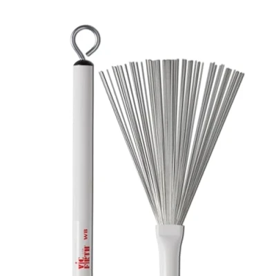 Imagen de Vic FIrth Jazz Cepillos de Tambor Retráctil Alambre acero gran calibre Mango plástico blanco