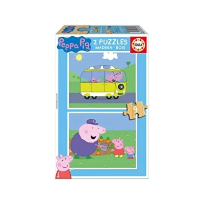 Imagen de Educa 2 Puzzles Infantiles de Madera ecológica con 9 Piezas Peppa Pig. A Partir 3 4 años (17156)