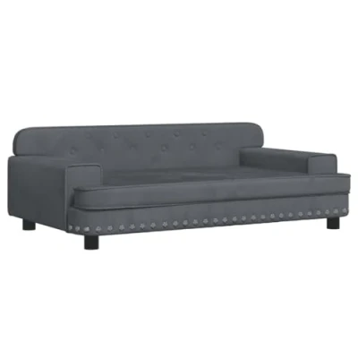 Imagen de vidaXL Cama para Perros de Terciopelo Gris Oscuro 90x53x30 cm, sofá Perros, Cachorros, Asiento Mascota