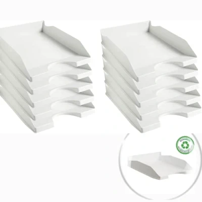 Imagen de Officepaper 10 Bandejas Oficina apilables, ECOGREEN Color Blanco Pastel Bandeja Organizador Escritorio portadocumentos