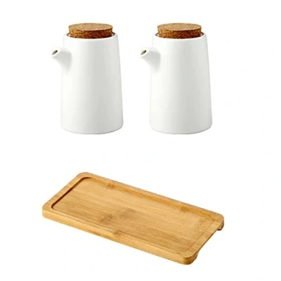 Imagen de OnePine Juego de 2 Botella Aceite Ceramica, 250ml Dispensadora Oliva y Vinagre, Aceitera Cocina Antigoteo