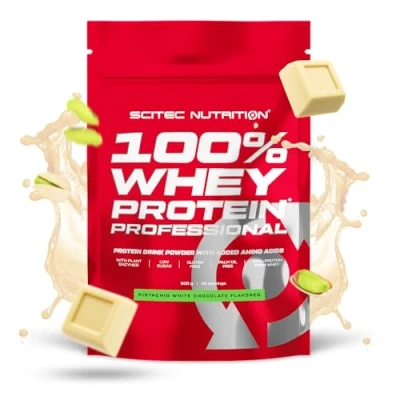 Imagen de Scitec Nutrition 100% Whey Protein Professional Mejorada con Aminoácidos Extra y Enzimas Digestivas Sin gluten aceite de palma, 500 g, Pistacho Chocolate blanco