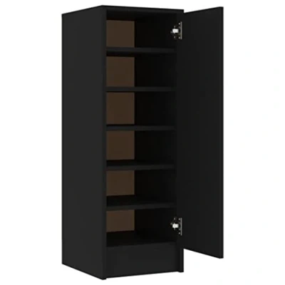Imagen de vidaXL Mueble Zapatero Organizador de Zapatos Armario Pasillo Almacenaje Taburete Puf Caja Banco Estantería Madera Contrachapada Negro 32x35x92 cm