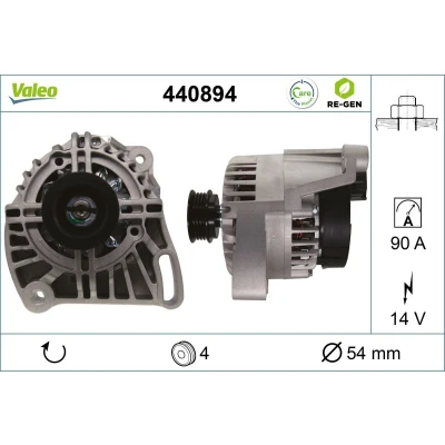 Imagen de VALEO 440894 Alternador 14V 90A FIAT: Doblo II Furgón / Familiar, I Cargo, 500 Hatchback