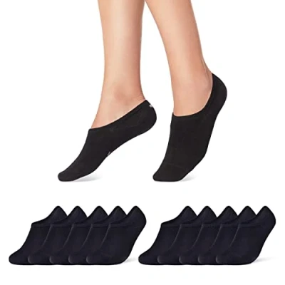 Imagen de sockenkauf24 10 Pares de Calcetines Cortos Hombre &amp; Mujer Tobilleros Algodón Negro Blanco Gris 16805 (47 50 Negro)