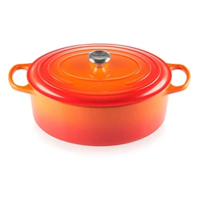 Imagen de Le Creuset Colección Signature Cacerola ovales, Hierro Fundido, Naranja Volcánico, 35 cm