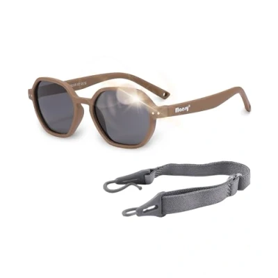 Imagen de Maesy Gafas de sol Yana Baby 1 3 años Flexibles Correa elástica ajustable Protección polarizada UV400 Niños y niñas Hexágono (Marrón)