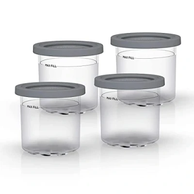 Imagen de Ninja Dessert Tubs Pack of 4 [XSK4PINTEUUK] Official Accessory Compatible with Ice Cream Maker NC300UK, Grey/Clear