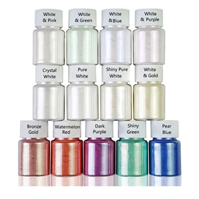 Imagen de geneic Kit de tinte resina Aurora 13 colores, pigmentos mica en polvo para epoxi, barro cristal, bombas baño, fabricación jabón, maquillaje mineral, joyas,