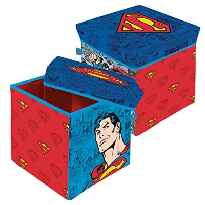Imagen de ARDITEX Caja con Tapa Superman, Cubo de Tela Guardatodo para Ropa, Libros, Juguetes, Pelotas, y Asiento Infantil Sentarse 30 x cm