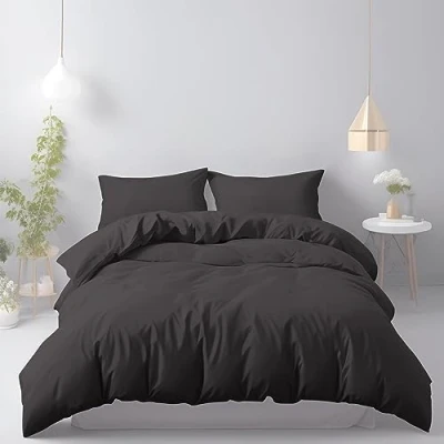 Imagen de LivinEase Funda Nordica 220 x 240 Microfibra Juego de Edredon 220x240 cm y 2 Fundas Almohada 65x65 nórdic Negro