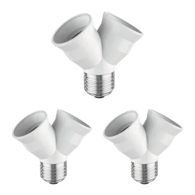 Imagen de ledscom.de 3 piezas base E27, adaptador divisor de 2 vías, blanco