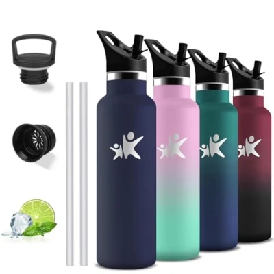 Imagen de Botella Agua Acero Inoxidable 750ml Termica, sin BPA, Cantimplora con Pajita, A Prueba de Fugas, Garrafa Doble Aislamiento, Inoxidable, para la Yoga, Senderismo