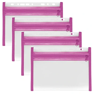 Imagen de VELOFLEX A435007 Funda para documentos con cremallera, 4 piezas, DIN A5, archivable, rosa, VELOBAG XXS, bolsillo cremallera