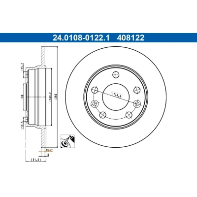 Imagen de ATE Disco de freno RENAULT: Megane 4, Captur II, NISSAN: Juke II 260,0mm 8,0mm 5 114,3mm macizo 24.0108 0122.1 Discos freno,
