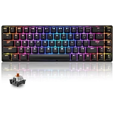Imagen de T8 Teclado Mecánico RGB 60%, para Juegos con Cable Compacto 65%, Backlit LED 18 RGB, QWERTY Mini 68 Teclas Full Keys Anti ghosting PS4, Xbox, PC, Laptop, MAC Interruptor Marrón/Negro