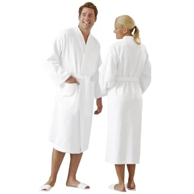 Imagen de ZOLLNER Albornoz de ducha para hombre y mujer, talla XXXL, algodón, blanco