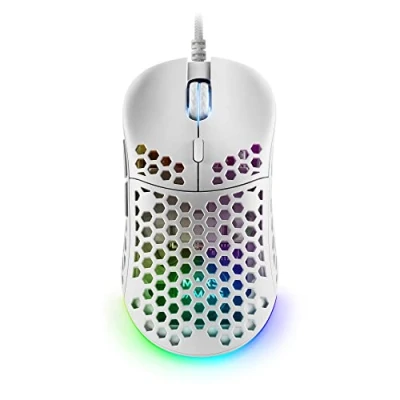 Imagen de Mars Gaming MM55 Blanco, Ratón RGB Chroma, Ultra ligero 55g, 12800 DPI, Switches Mecánicos Programables HUANO