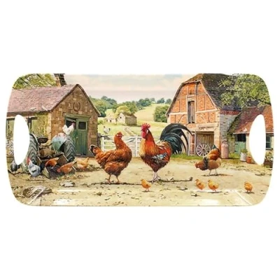 Imagen de Lesser &amp; Pavey Macneil Studios Bandeja de Servir diseño británico para múltiples usos en el hogar Bandejas Alimentos o Bebidas Mediana gallos y gallinas