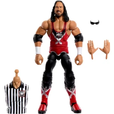 Imagen de Mattel WWE Elite Collection figura de acción, SummerSlam X Pac coleccionable con accesorio y piezas árbitro